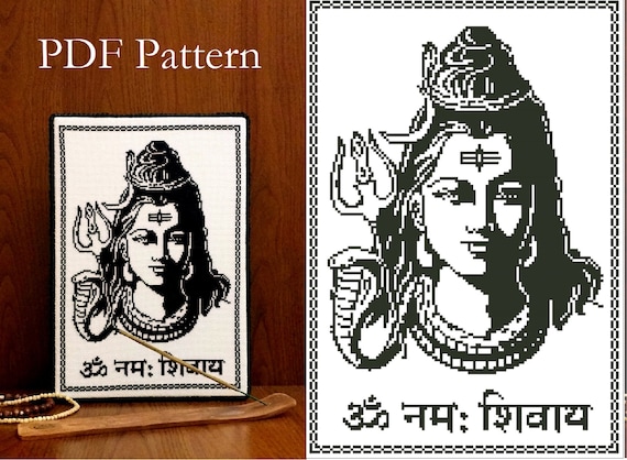 Shiva Embroidery. Cross Stitch Pattern PDF. Beginner Embroidery. Indian God Mahadev. Hindu God Shiva. Indian Wall Decor. Hinduism. Zen Gifts