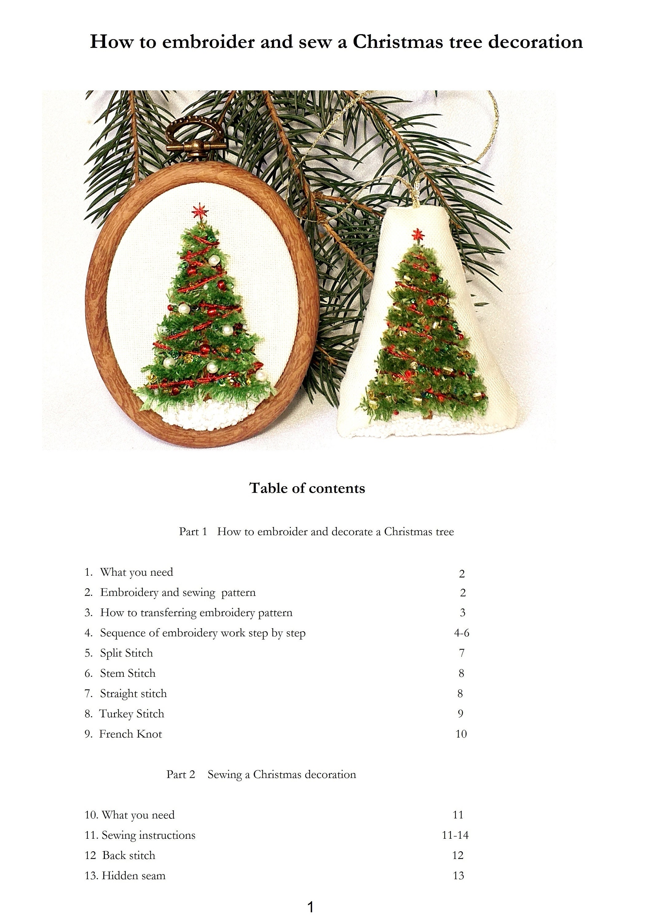 Christmas Tree Embroidery PDF Pattern Download. Small Trees - Etsy
