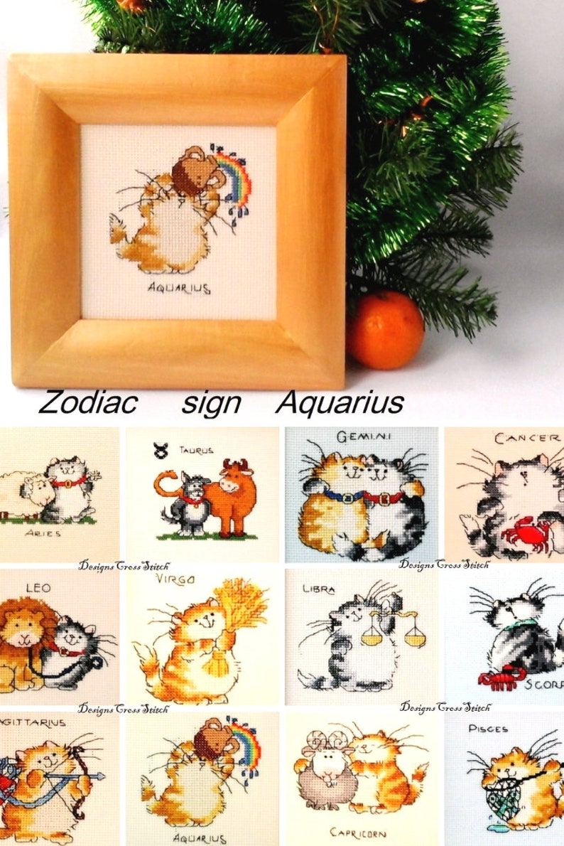 Signe du zodiaque Verseau, maman chat, photo chat, décoration chambre de bébé, cadeau d'anniversaire personnalisé février, cadeaux pour amoureux des chats, cadeaux astrologie pour enfants image 9