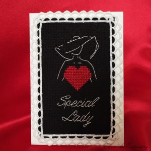 Bordado a mano. Tarjeta de felicitación para mamá, hermana e hija. Regalos de aniversario para mujeres. Regalo de boda. Tarjetas de cumpleaños para esposas.