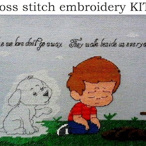 Cross Stitch KIT. Loss of Puppy. Dog Memorial Embroidery. Loss of Dog Gift. Pet Loss Gift. Pet Sympathy Idea. Dog Memory. Dog Remembrance