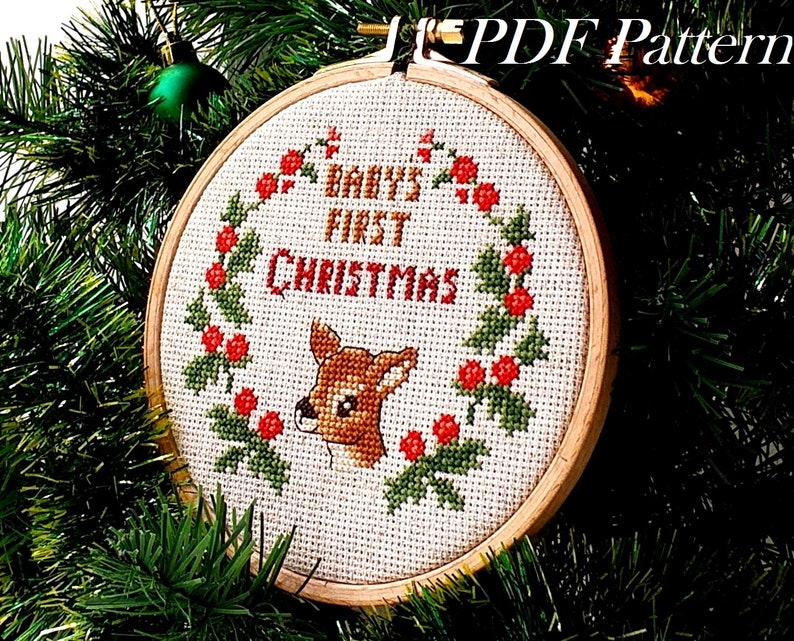 Babys First Christmas Ornament Funny Cross Stitch Pattern - Etsy