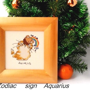 Signe du zodiaque Verseau, maman chat, photo chat, décoration chambre de bébé, cadeau d'anniversaire personnalisé février, cadeaux pour amoureux des chats, cadeaux astrologie pour enfants image 1