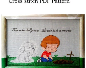 Pet Loss Gift Cross Stitch Pattern, Pet Memorial, Loss of Puppy, Loss of Dog Gift, Dogs Memorial Embroidery, Pet Sympathy Gift, Dog Memory