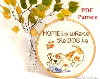 Chien drôle, motif point de croix PDF, broderie chien, broderie pour débutant, cadeau chien maman, cadeau amateur Gog pour la maison, idées de motifs de broderie chien