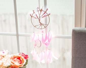 Pink Cherry Blossom Dreamcatcher, Gifts for Her, Christmas Gifts