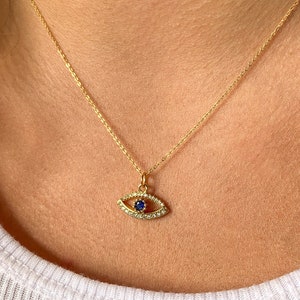 Evil Eye Necklace, Dainty Jewelry, Nazar, Gold Filled Charm Necklace, Handmade, Christmas Gifts