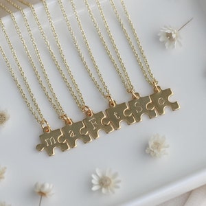 Personalized Tiny Puzzle Piece Necklace Gift, Friend Group Necklaces, Best Friend Gift