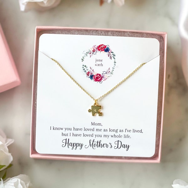 Mother’s Day Gift, Personalized Tiny Puzzle Piece Necklace, Gift for Mom