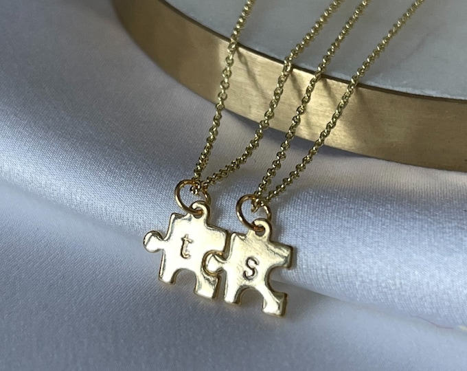 Personalized Tiny Puzzle Piece Necklace, Mom Gift, Anniversary Present, BFF Gift, Other Half Jewelry