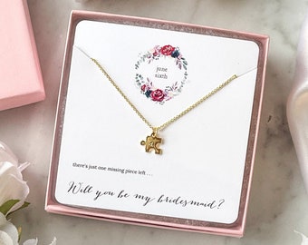 Personalized Puzzle Piece Necklace: Bridesmaid Proposal Gift