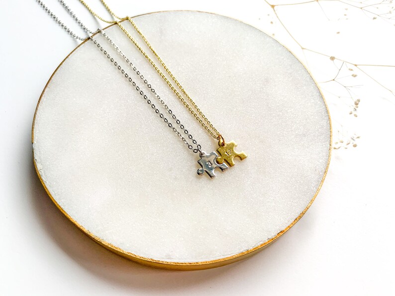 Valentine/'s Day Gift Personalized Number Tiny Puzzle Piece Necklace Matching Necklaces Gifts for Her
