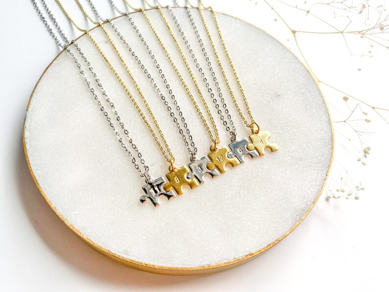 Valentine/'s Day Gift Personalized Number Tiny Puzzle Piece Necklace Matching Necklaces Gifts for Her