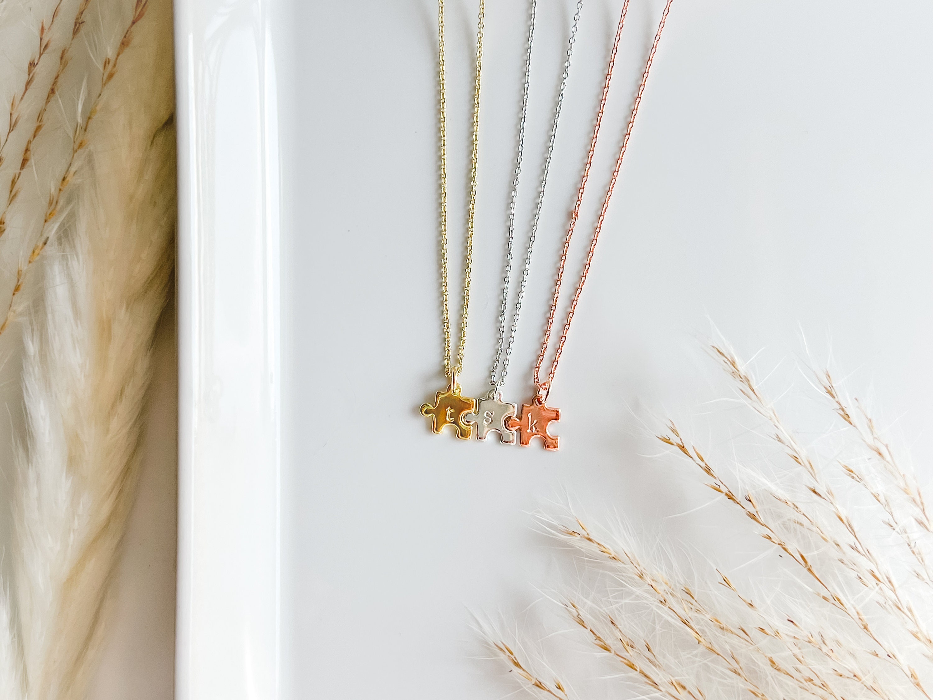 Personalized Tiny Puzzle Piece Necklace, Mom Gift, Anniversary Present, BFF Gift, Other Half