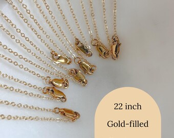 Collar de cadena con acabado chapado en oro de 16 quilates – Cable plano de 56 cm (22 pulgadas), para la fabricación de joyas.