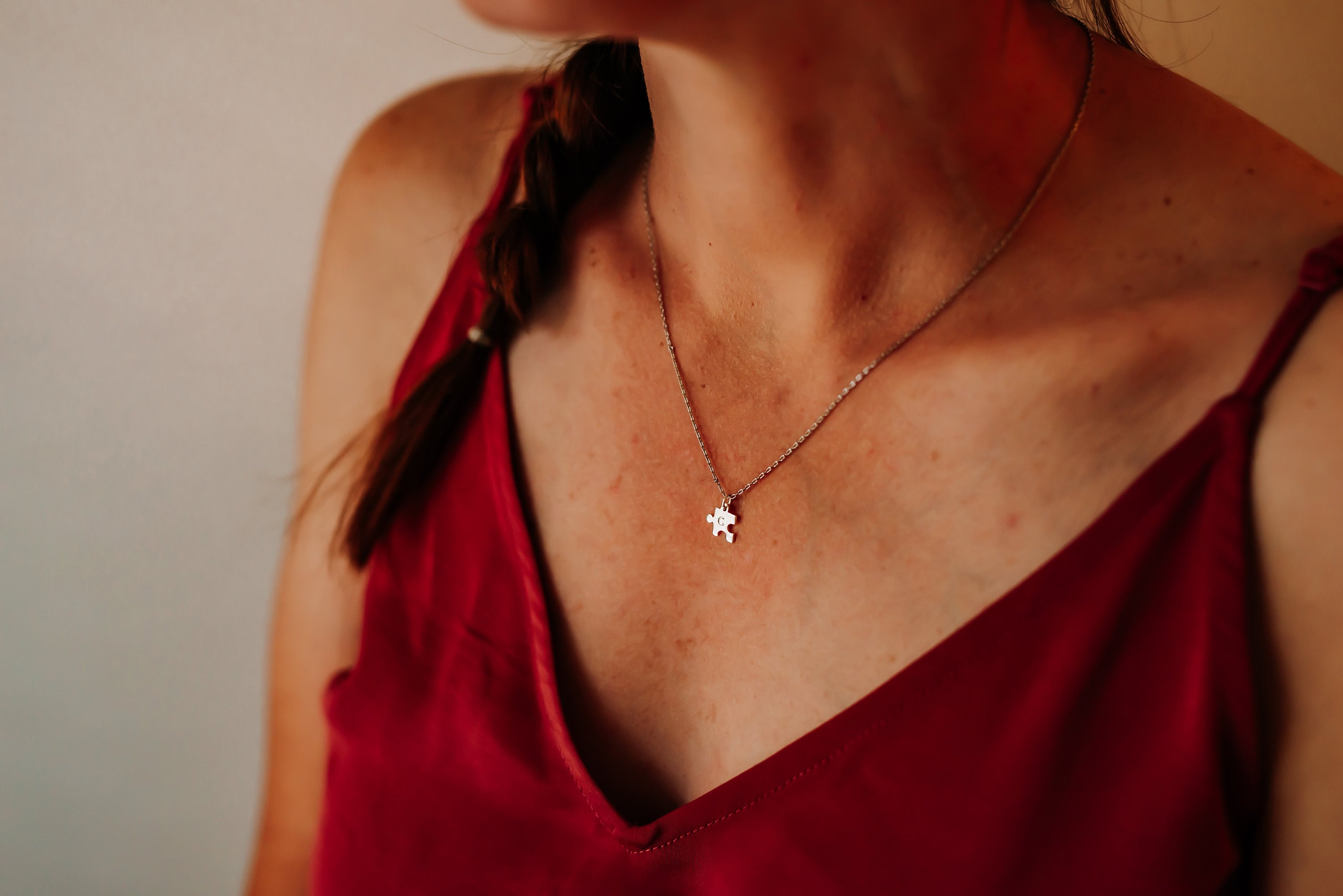Personalized Tiny Puzzle Piece Necklace, Mom Gift, Anniversary Present, BFF Gift, Other Half