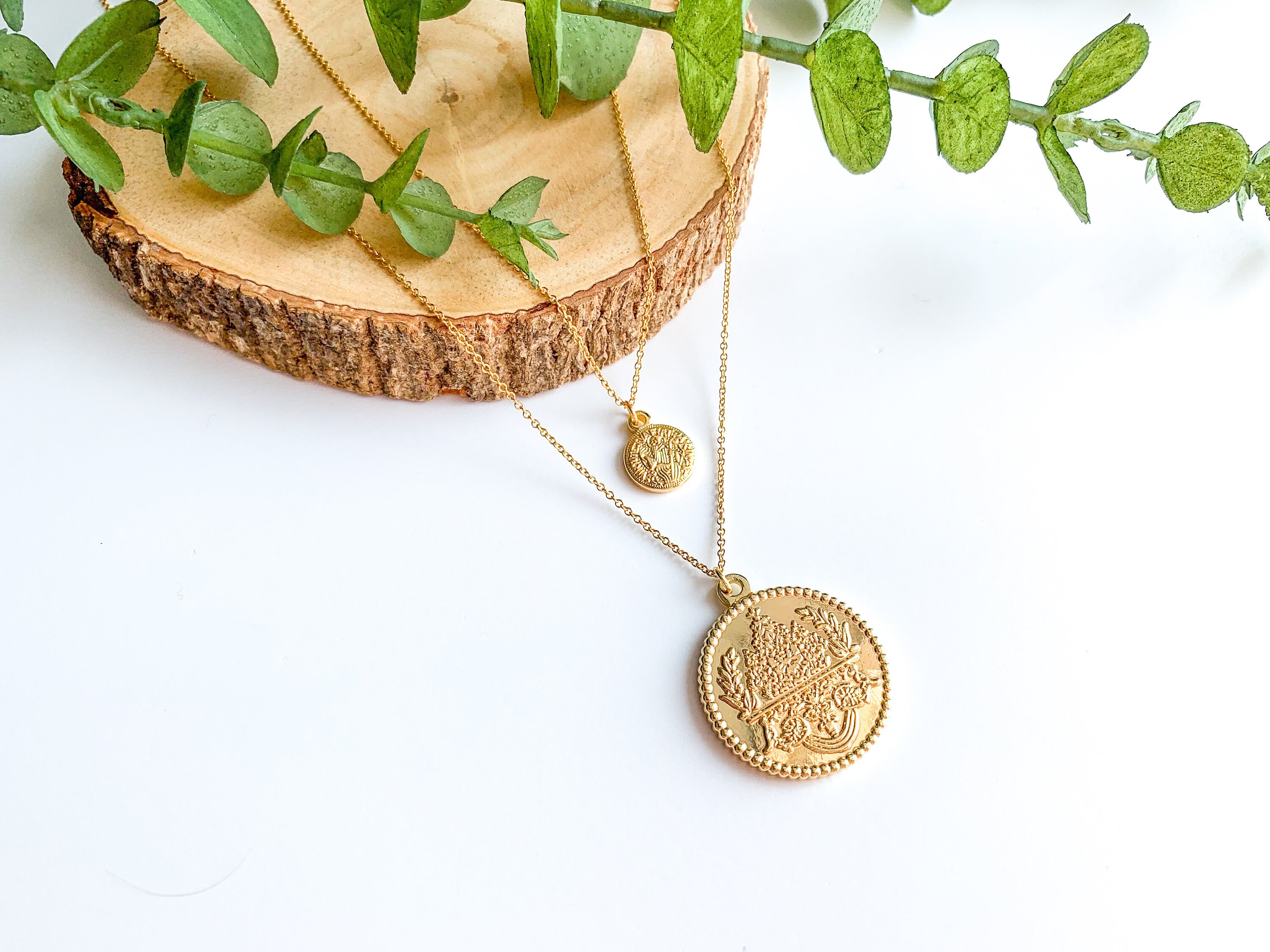 Virtute Tva Fiat Pax コイン(10mm) ゴールド ネックレス Gold Coin Necklace, Gold Filled Virtute Tva Fiat Pax in 