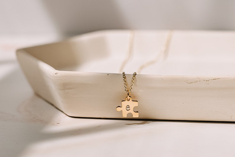Personalized Tiny Puzzle Piece Necklace, Mom Gift, Anniversary Present, BFF Gift, Other Half image 3