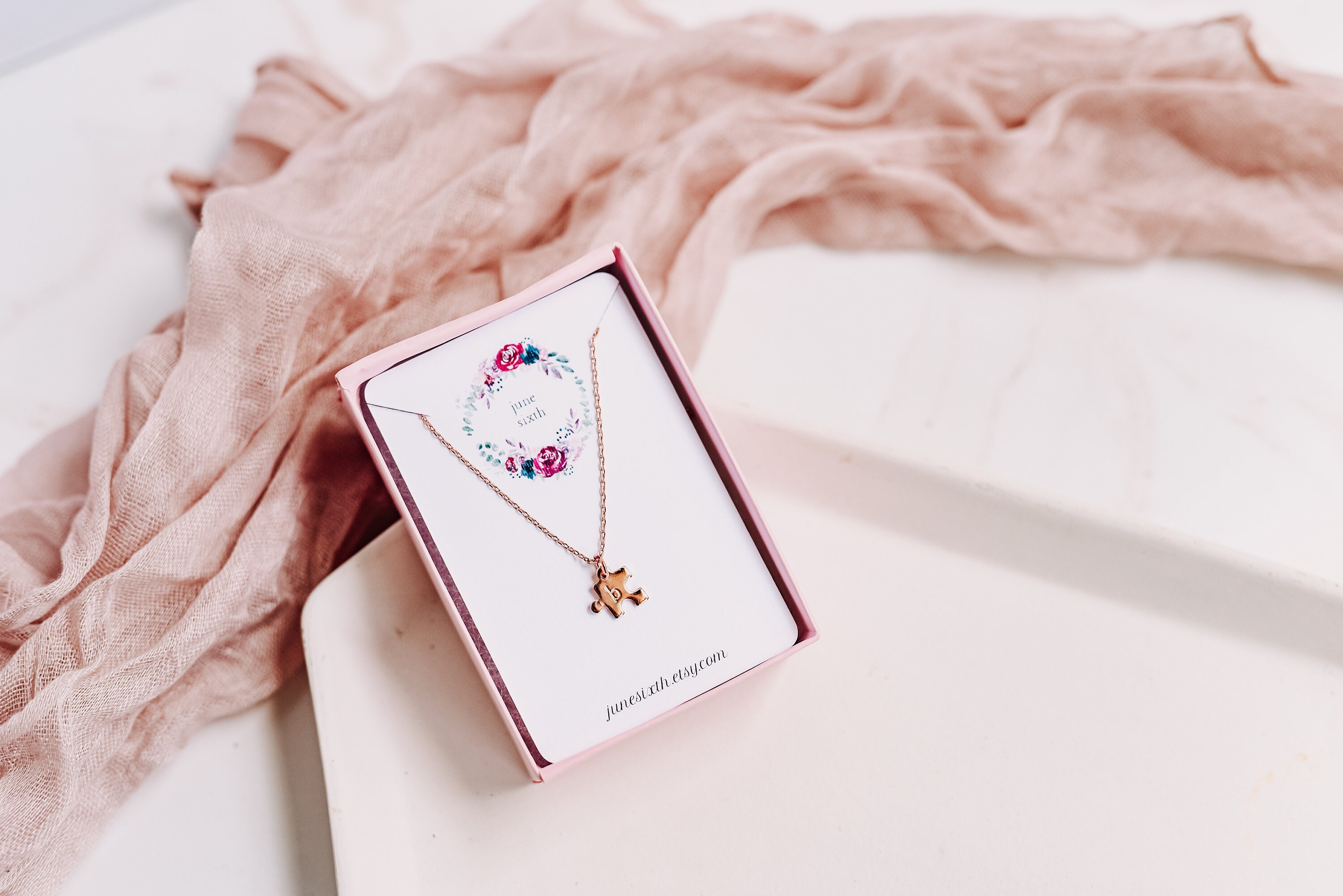 Personalized Tiny Puzzle Piece Necklace, Mom Gift, Anniversary Present, BFF Gift, Other Half