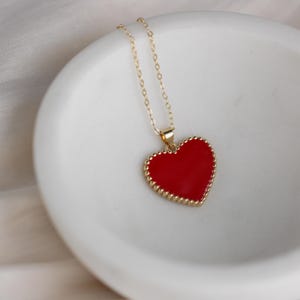 Valentine’s Day Red Heart Necklace, Colorful Heart Necklace, Gifts for Her