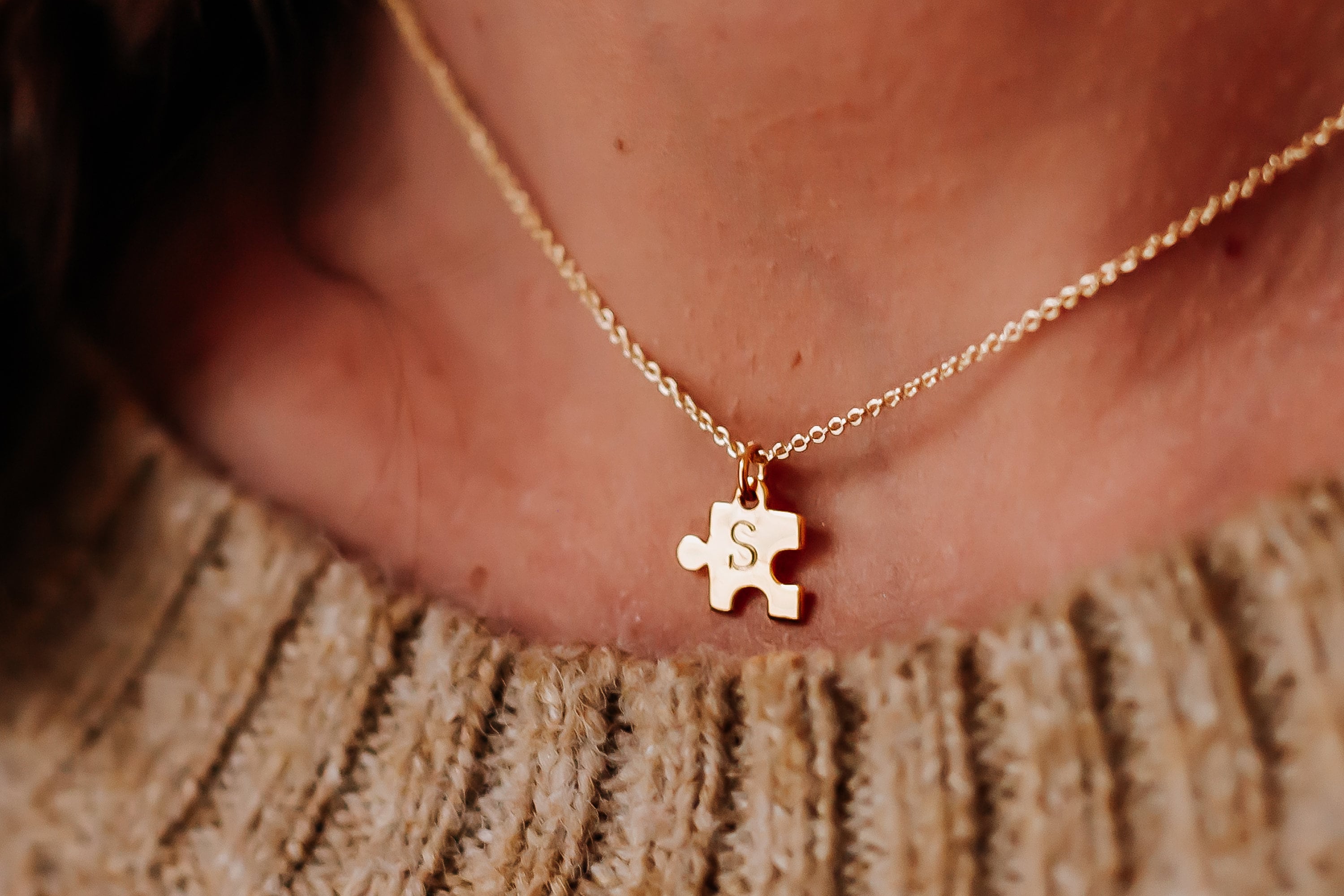 Personalized Tiny Puzzle Piece Necklace, Mom Gift, Anniversary Present, BFF Gift, Other Half