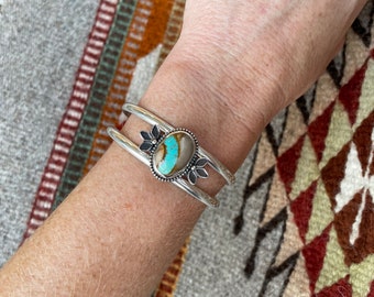 King Manassa aka Lickskillet Turquoise Cuff Bracelet, sterling silver