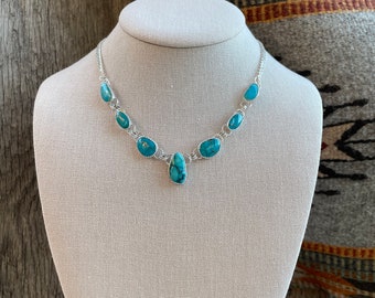 Turquoise Choker Necklace, Sterling Silver and Sonoran