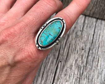 Size 8 1/2 • Turquoise Mountain and Sterling Silver Ring