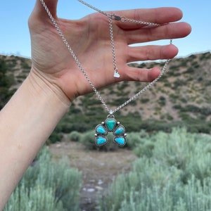 Royston & Sonoran Rose Turquoise Naja Pendant on Sterling Silver Rolo Chain, Genuine Turquoise, Modern Artisan Jewelry Pendant image 2