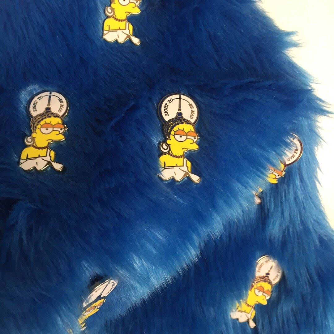 Parrucca Deluxe Marge Simpson - Alveare Blu Con Fibre Miste Umane Per Halloween