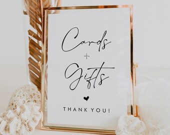 Minimalist Cards and Gifts Sign Modern Wedding Sign Template Bridal Shower Gifts Signage 5x7 & 8x10 EDITABLE Sign Corjl Download MIN2