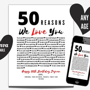 Fathers Day Gift Poster Template Reasons We Love You Template Mothers Day Fathers Day Retirement Gift, Personalized Birthday Gift