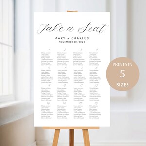 Simple Seating Chart Template to Create a Wedding Table Plan Modern Seating Chart, Elegant Minimalistic INSTANT Download Seating Chart