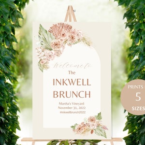Wedding Welcome Sign Template Boho Decorations Pampas Arch Backdrop Template Instant Download Printable