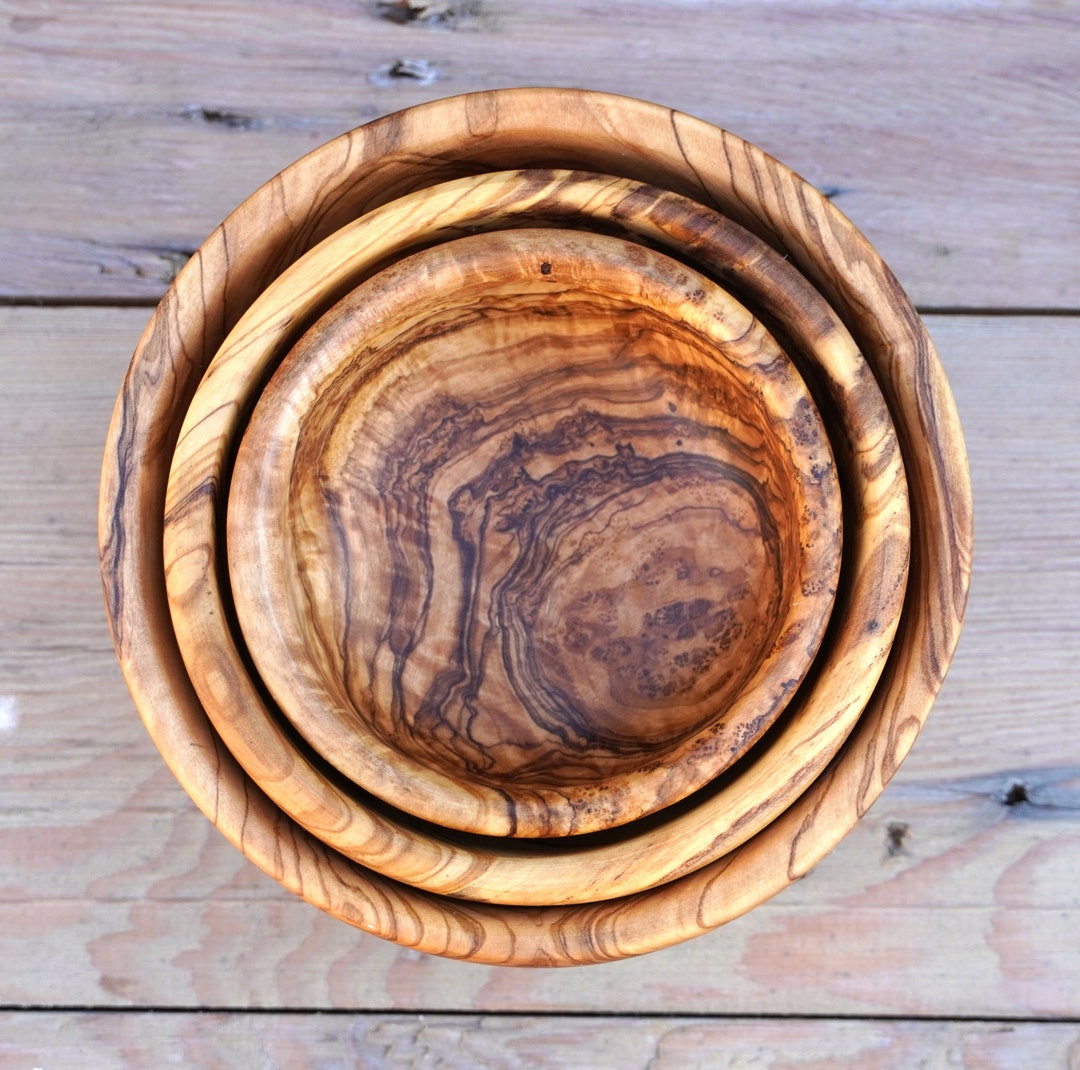 Handmade Olive Wood Nesting Bowls/set of 3 Etsy