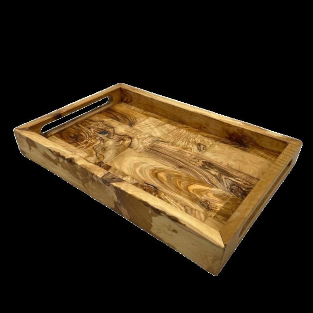 Olive Wood Serving Tray With Handles Handcrafted Serving Etsy
