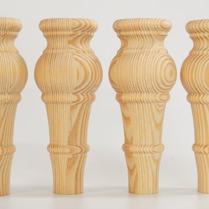 6&quot; X 2 7/8 Set of four pine sofa legs/ couch legs/ furniture legs/ottoman legs/ bun feet