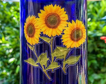 Sunflower Hummingbird Feeder Decals, Glass Feeder Decor