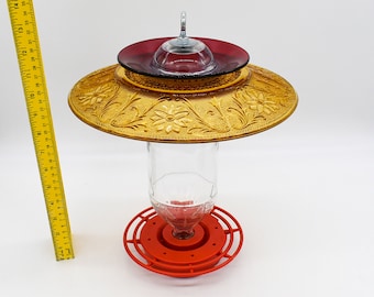 Tiara Amber & Red Hummingbird Feeder