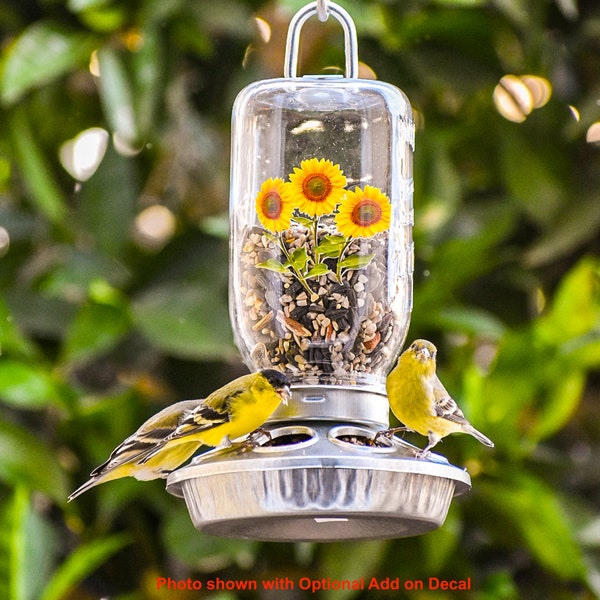 Hanging Birdfeeder, Glass Mason Jar, Handmade in the USA, Farmhouse