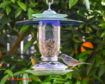 Hanging Bird Feeder with a Glass Mason Jar for Attracting Cardinals