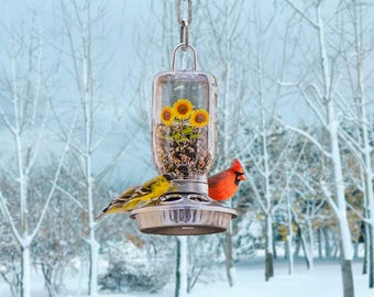 Mason Jar Bird Feeder – 32 oz Hanging Seed Feeder