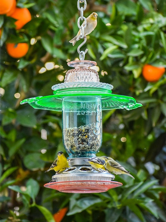 Bird Feeder Glass Mason Jar Handmade Item For Outdoors The Etsy