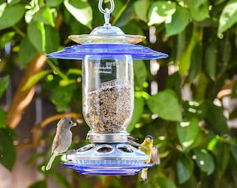 Outdoor Bird Feeders that is an easy to Hang Glass Birdfeeder