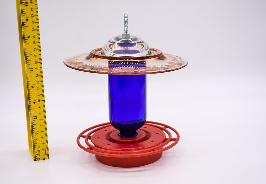 Hummingbird Feeder, No Drip Bee Proof, Bird Feeder, Amber Antique Glass