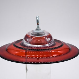 Hummingbird Feeder Bee Proof with choice of 8 oz Clear or Cobalt Bottle with Red Glass Plate image 5