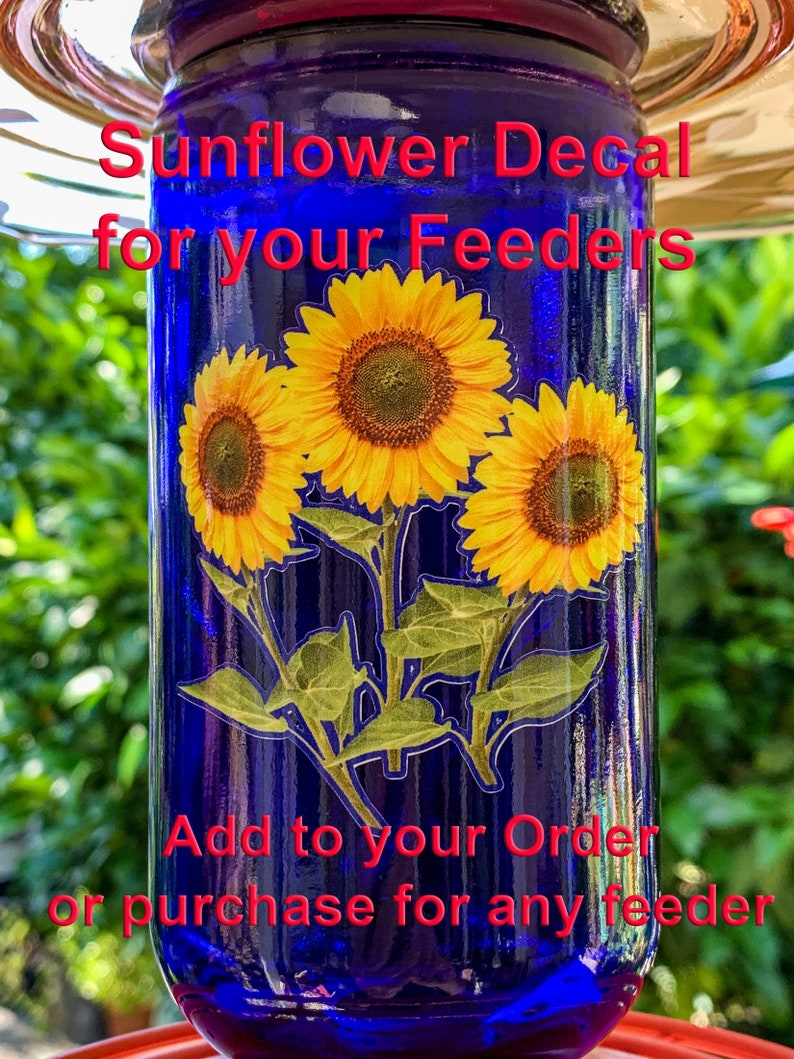 Sunflower Hummingbird Feeder Decals, Glass Feeder Decor image 10