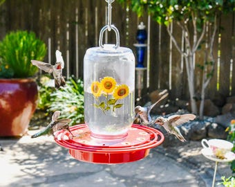 Farmhouse Mason Jar Hummingbird Feeder – Bee Proof, Easy Clean, Handmade in USA