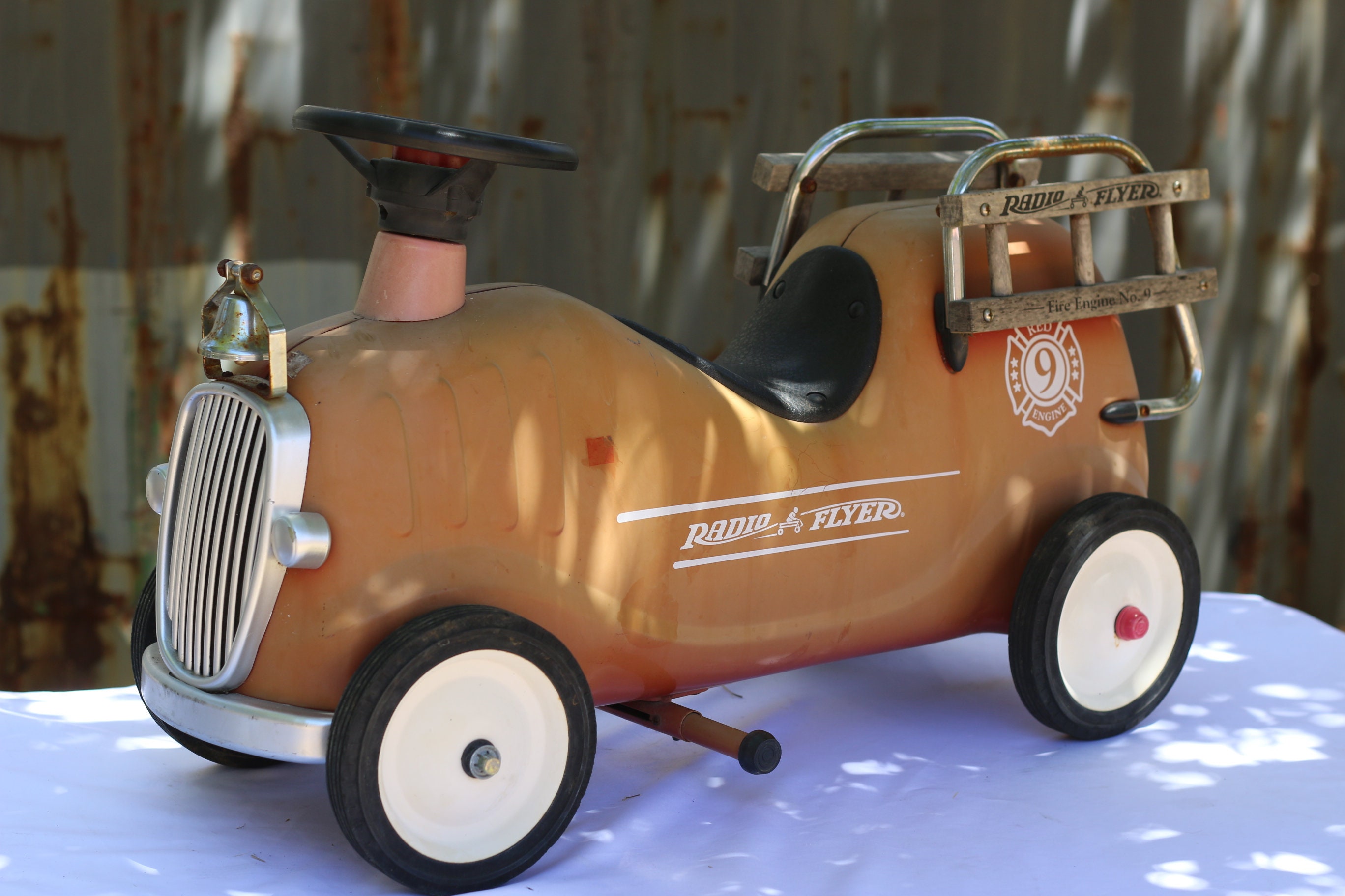 Vintage Radio Flyer Fire Engine No 9 Kids Push Car Etsy