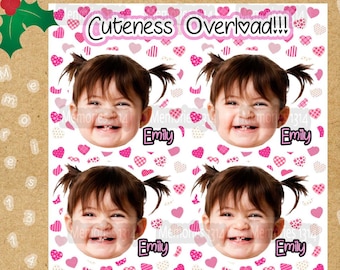 CUTENESS OVERLOAD! Custom Photo Sticker with Your Baby's Adorable Little Face & Name! 3x4 Sheet. 5 Dollars. Phone/Laptop/Bottle Stickers